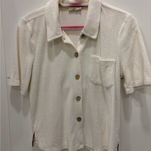 Faherty Cream Short Sleeve Shirt